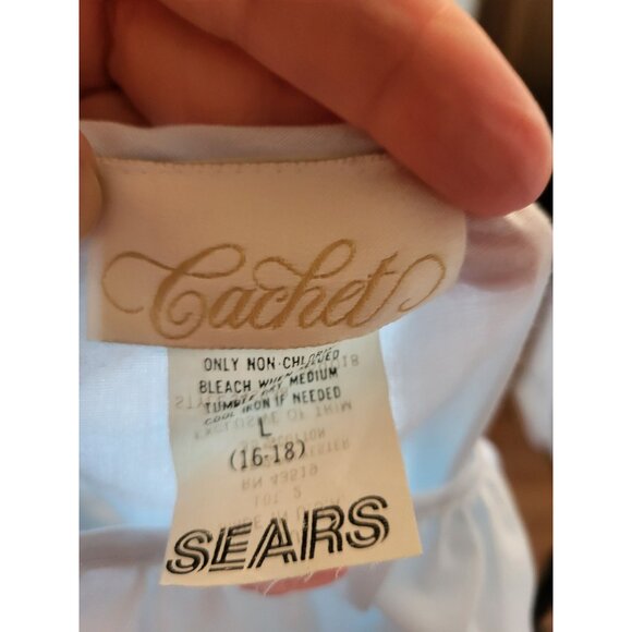 Vintage 80s/90s Sears Cachet Baby Blue Cotton Nightgown L Cottage Fairy Coquette - Picture 7 of 7